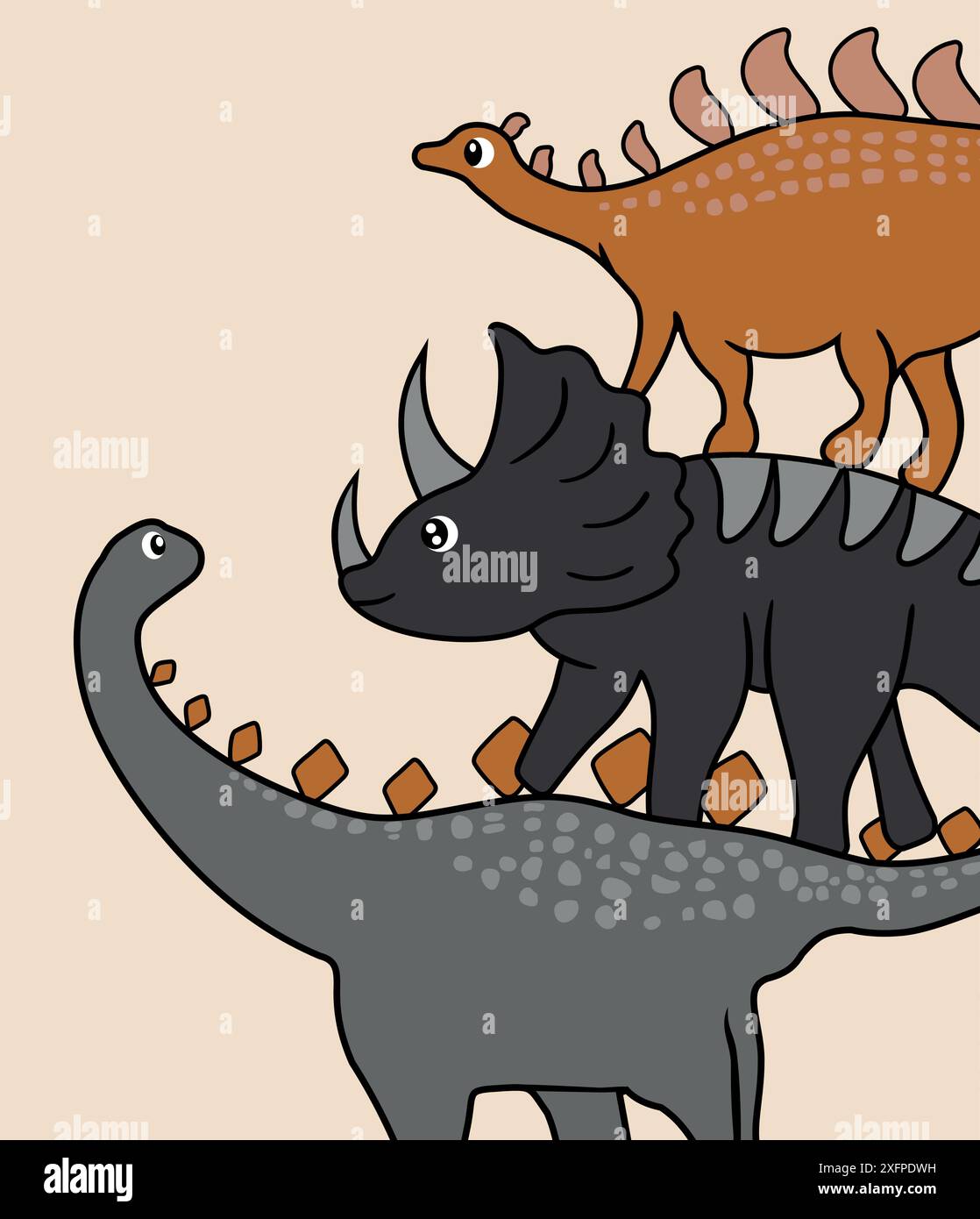 Vektor-bunte Illustration von Dinosauriern im Cartoon-Stil. Stock Vektor