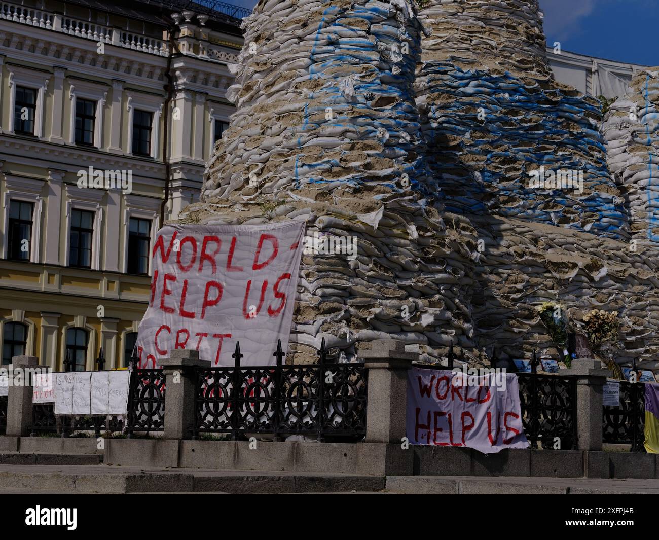 Manifestation um Hilfe in Kiew, Ukraine. Stockfoto