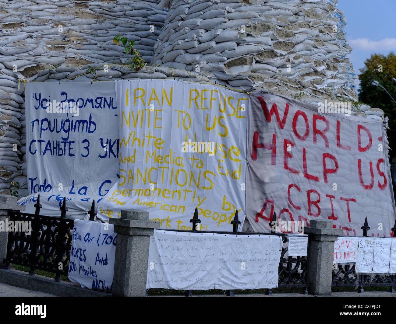Manifestation um Hilfe in Kiew, Ukraine. Stockfoto