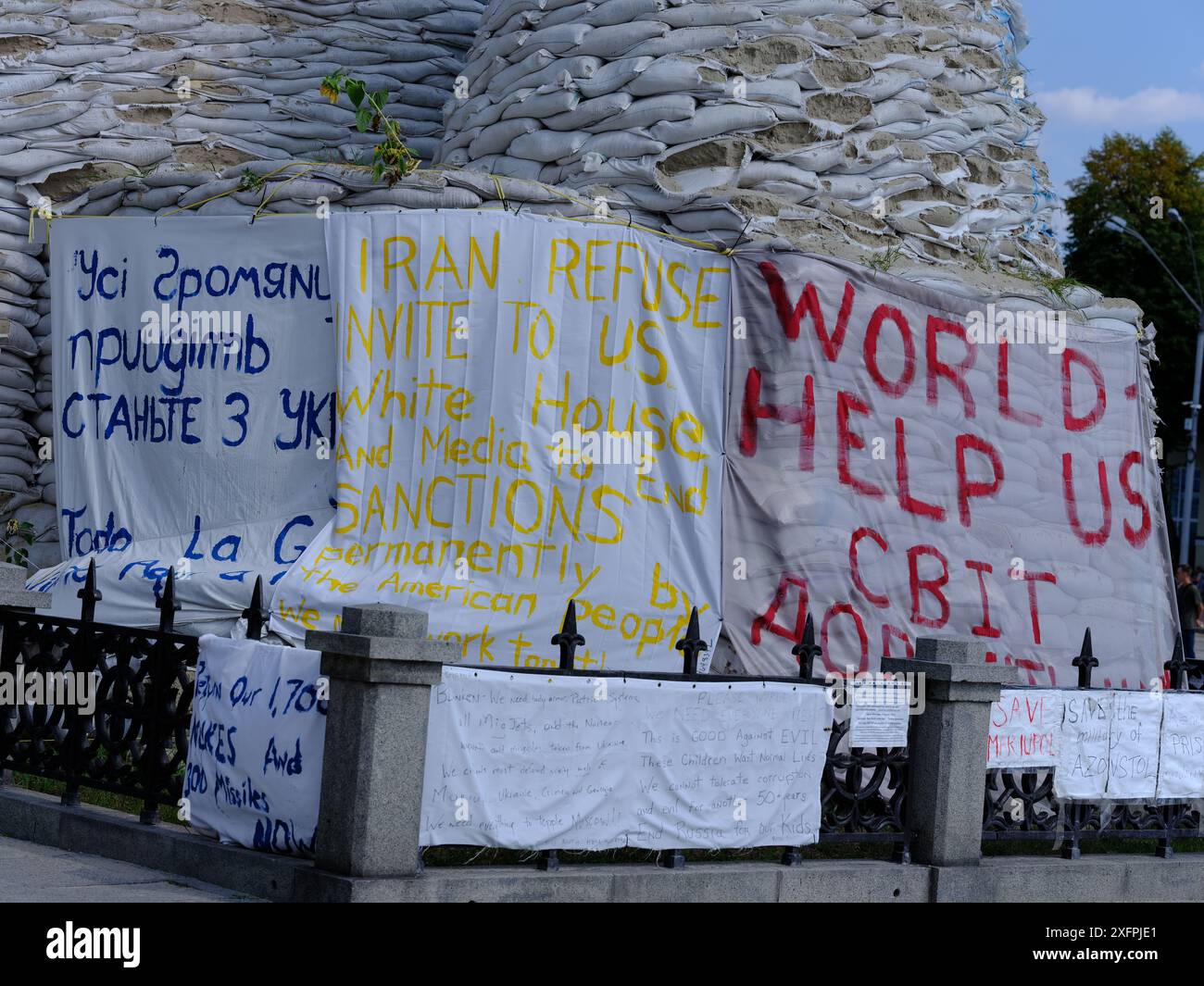 Manifestation um Hilfe in Kiew, Ukraine. Stockfoto