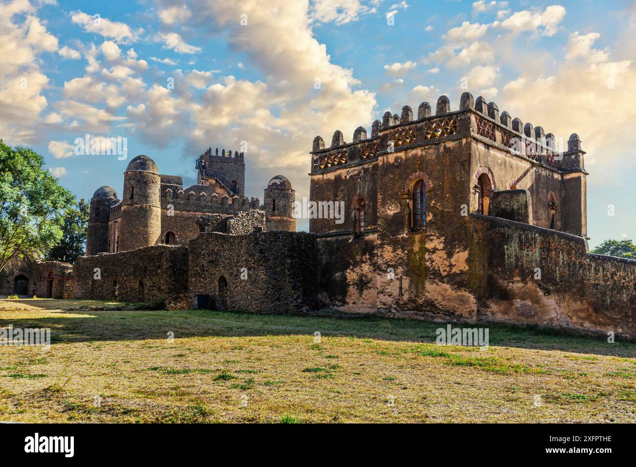 Schloss Fasilides, gegründet von Kaiser Fasilides in Gondar, einst die ehemalige kaiserliche Hauptstadt und Hauptstadt der historischen Provinz Begemder Stockfoto