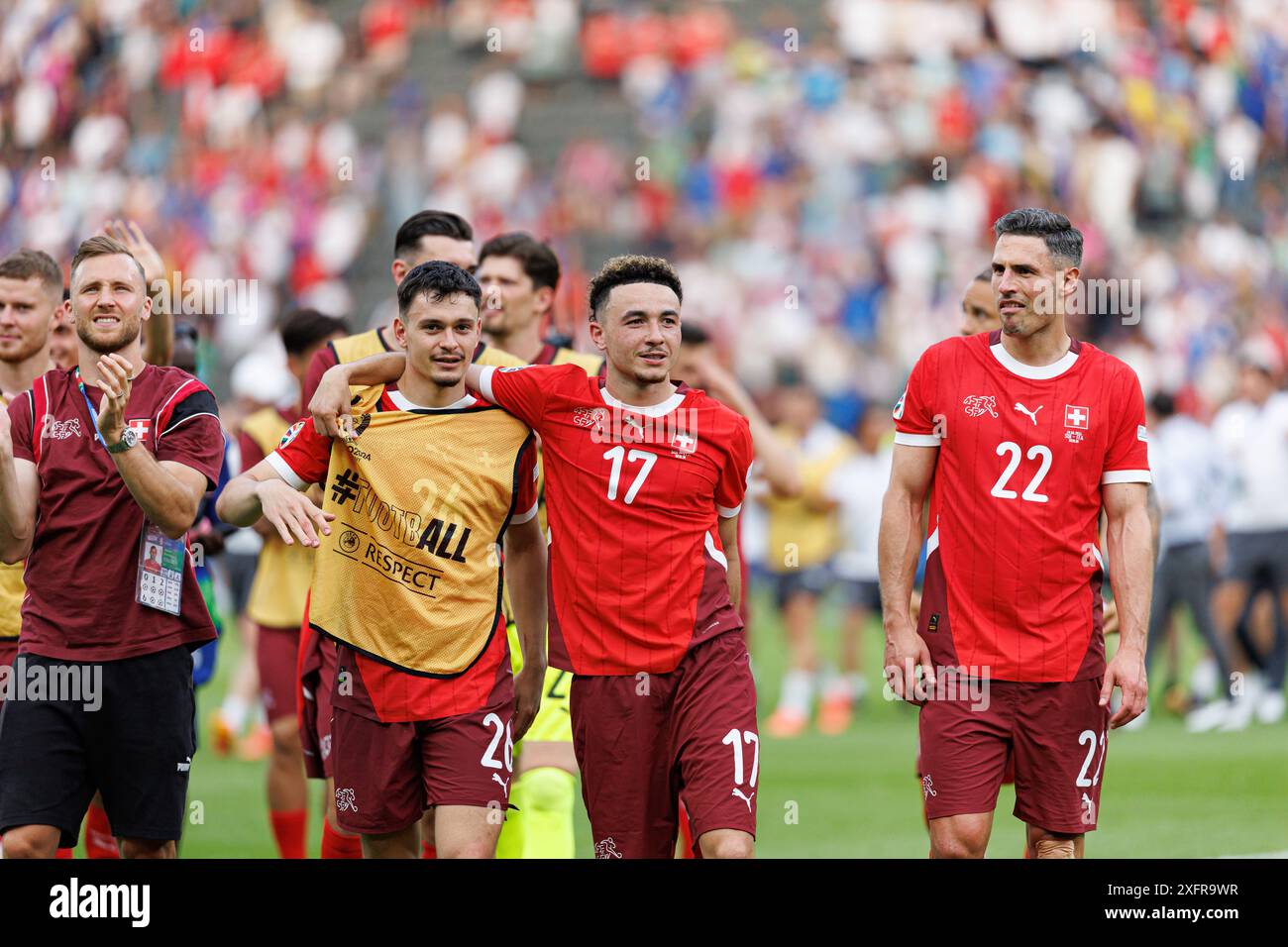 Fabian Rieder, Ruben Vargas war im Achtelfinale der UEFA Euro 2024 zwischen den Nationalmannschaften der Schweiz und Italien im Olympiastadion in Berlin, G zu sehen Stockfoto