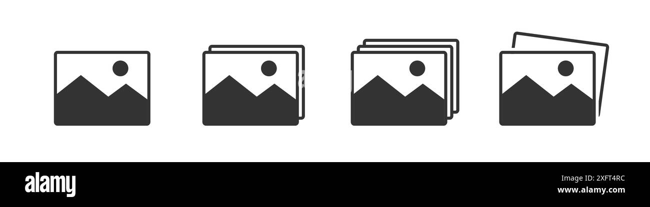 Bildsymbolgruppe. Bildsymbol. Symbol für Fotogalerie. Illustration des flachen Vektors Stock Vektor
