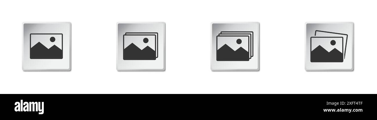 Bildsymbolgruppe. Bildsymbol. Symbol für Fotogalerie. Illustration des flachen Vektors Stock Vektor