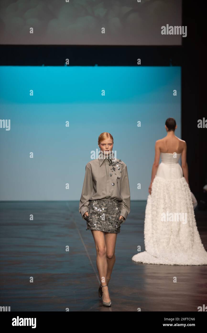 Danny Reinke, präsentierte die Kollektion der Fashion Week 2024 Berlin, Uber Eats Hall, Felix Wolf/Alamy Stockfoto