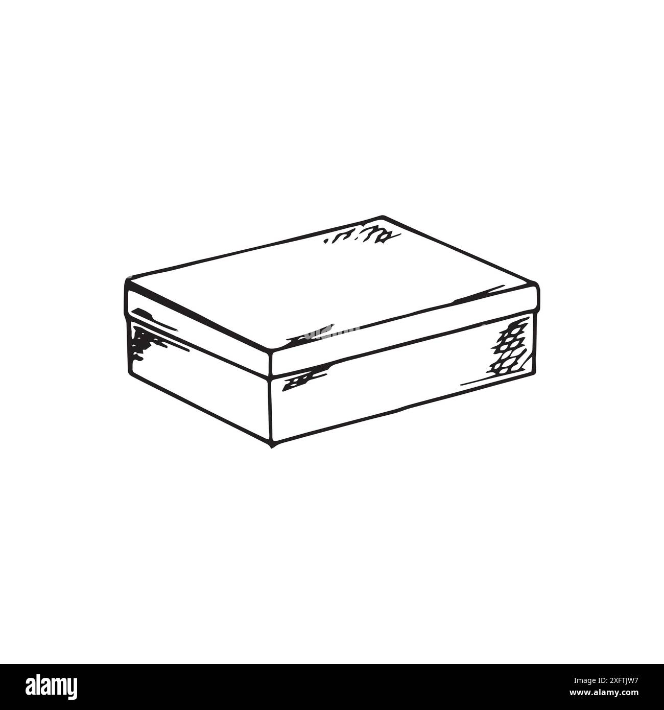 Handgezeichneter geschlossener Kasten. Profilrahmen im Skizzenstil. Isoliert auf weiß. Stock Vektor