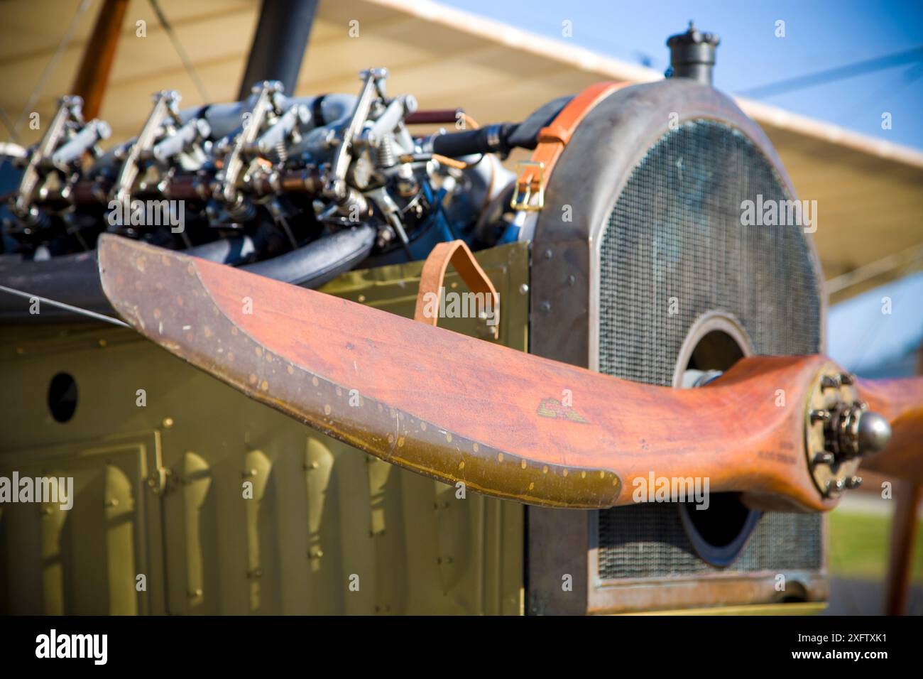 Nahaufnahme Antik Flugzeugmotor Hood River, Oregon. Stockfoto