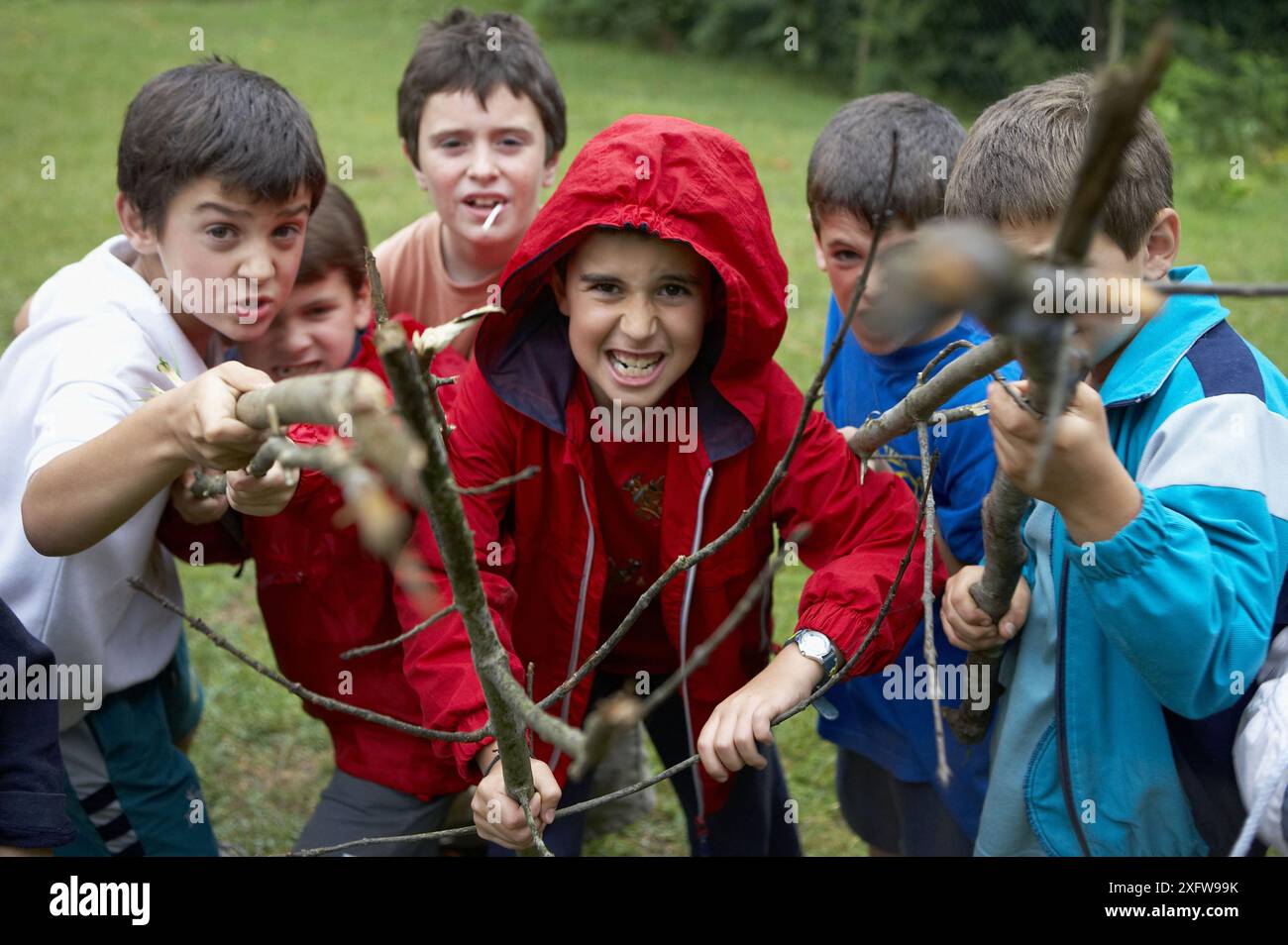 8 Jahre alte Freunde, Geburtstagsparty Stockfoto