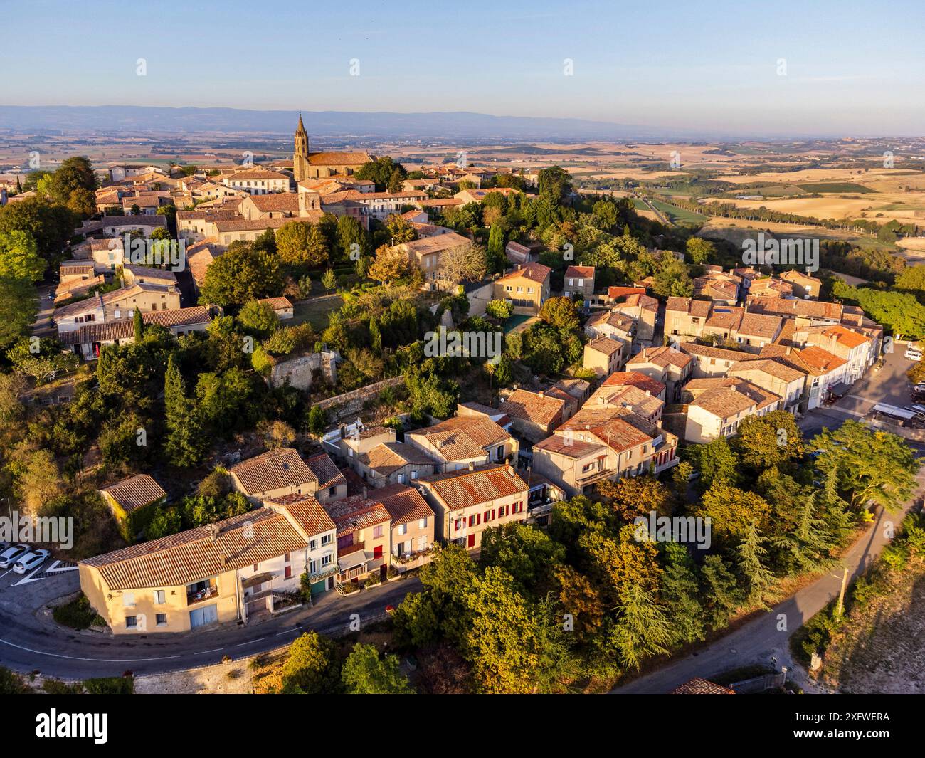 Fanjeaux, Hauptsitz von Simon de Montfort, Departement Aude, Okzitanien, Französische Republik, Europa. Stockfoto