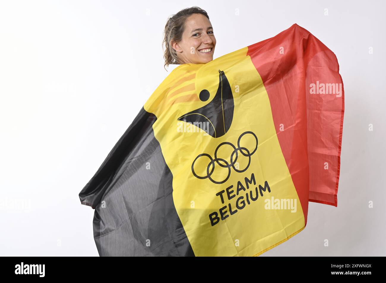 Die belgische Barbara Nelen posiert für die Fotografin während eines Fotoshootings für das belgische Olympische Komitee BOIC - COIB vor den Olympischen Spielen 2024 in Brüssel am Mittwoch, den 03. Juli 2024. BELGA PHOTO ERIC LALMAND Stockfoto