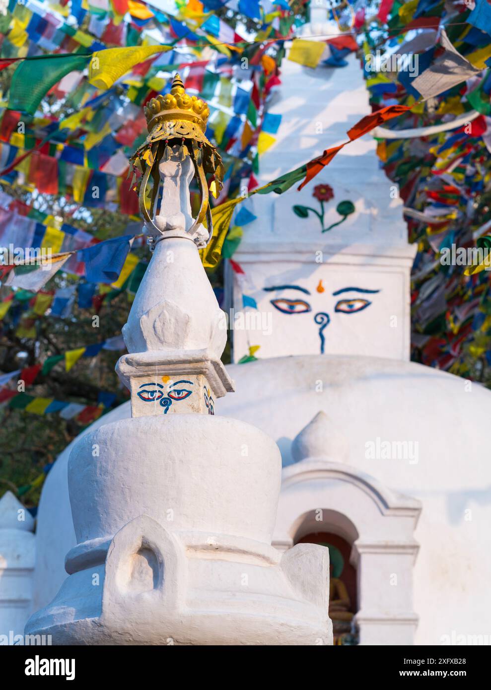 Swayambhunath Stupa, Kathmandu Valley, Nepal. Februar 2018. Stockfoto