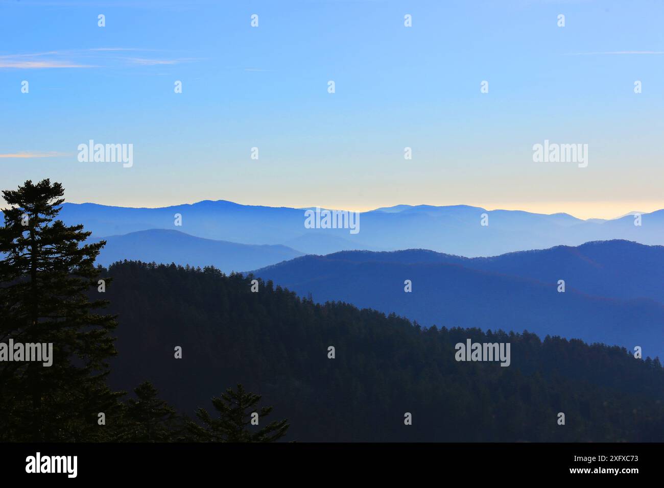 Blick vom Parkplatz Clingmans Dome, Tennessee, November 2017 Stockfoto