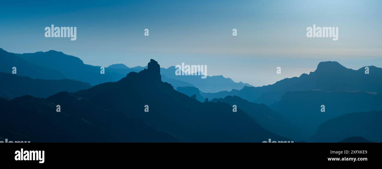 Roque Bentayga heiliger Berg, Schlucht Tirajana, Insel Gran Canaria, Kanarische Inseln, August 2018. Stockfoto