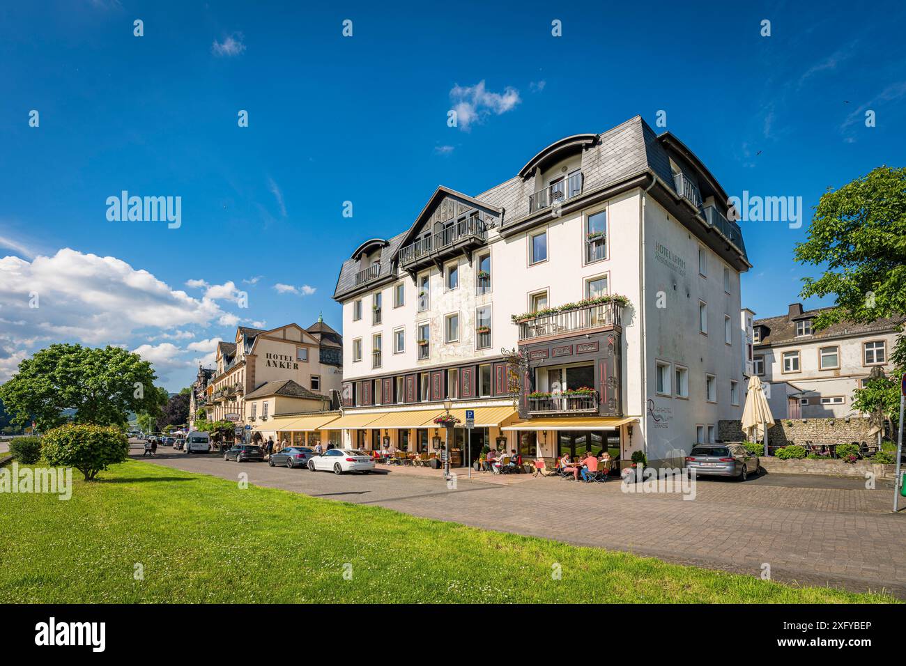 Malerisches Resort und Rotweindorf Assmannshausen, Hessen, Deutschland Stockfoto