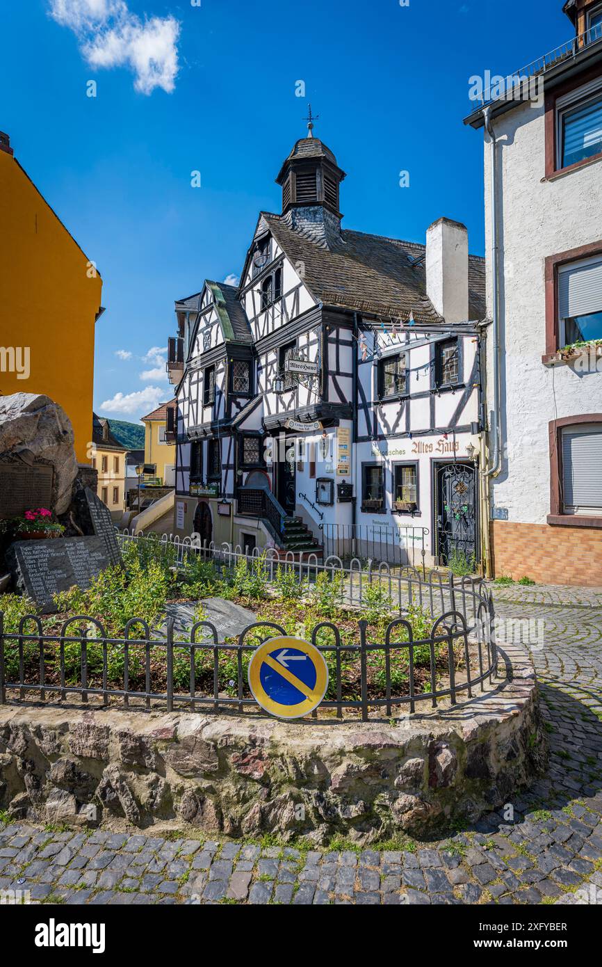 Malerisches Resort und Rotweindorf Assmannshausen, Hessen, Deutschland Stockfoto