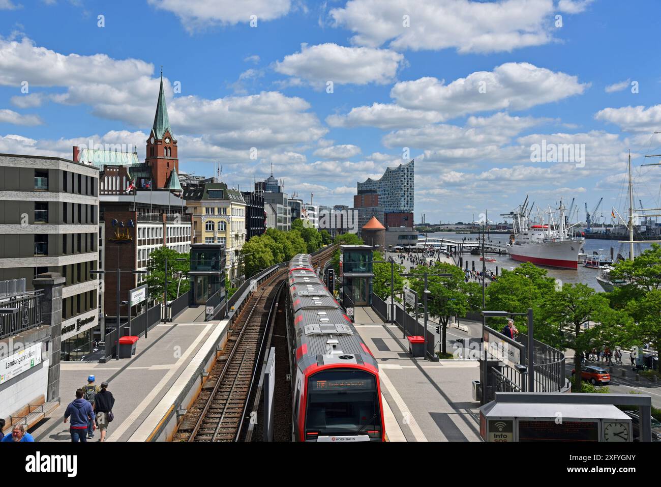 Europa, Deutschland, Hansestadt Hamburg, U-Bahn am Hafen, Bahnhof Landungsbrücken, U3, Stockfoto