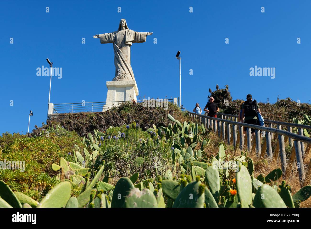 Christus-Erlöser-Statue in Ponta do Garajau bei Canico, Canico, Ilha de Madeira, Atlantik, Insel Madeira, Portugal Stockfoto