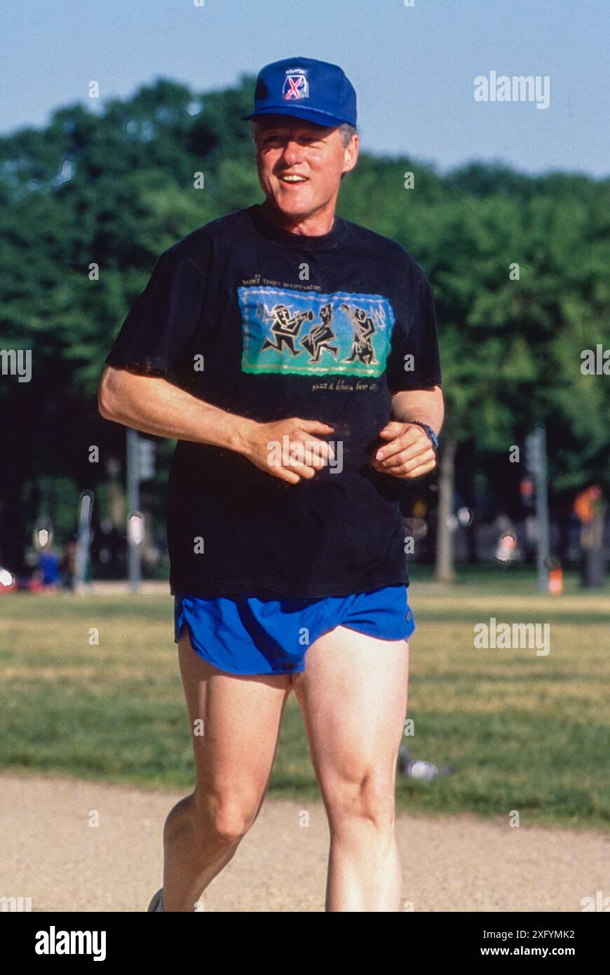 US-Präsident Bill Clinton ist auf der Flucht. Stockfoto