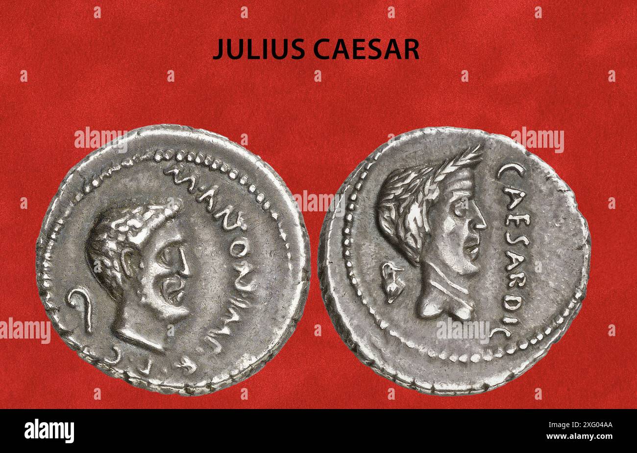 Julius Caesar Antiker Römischer Silberdenar Stockfoto