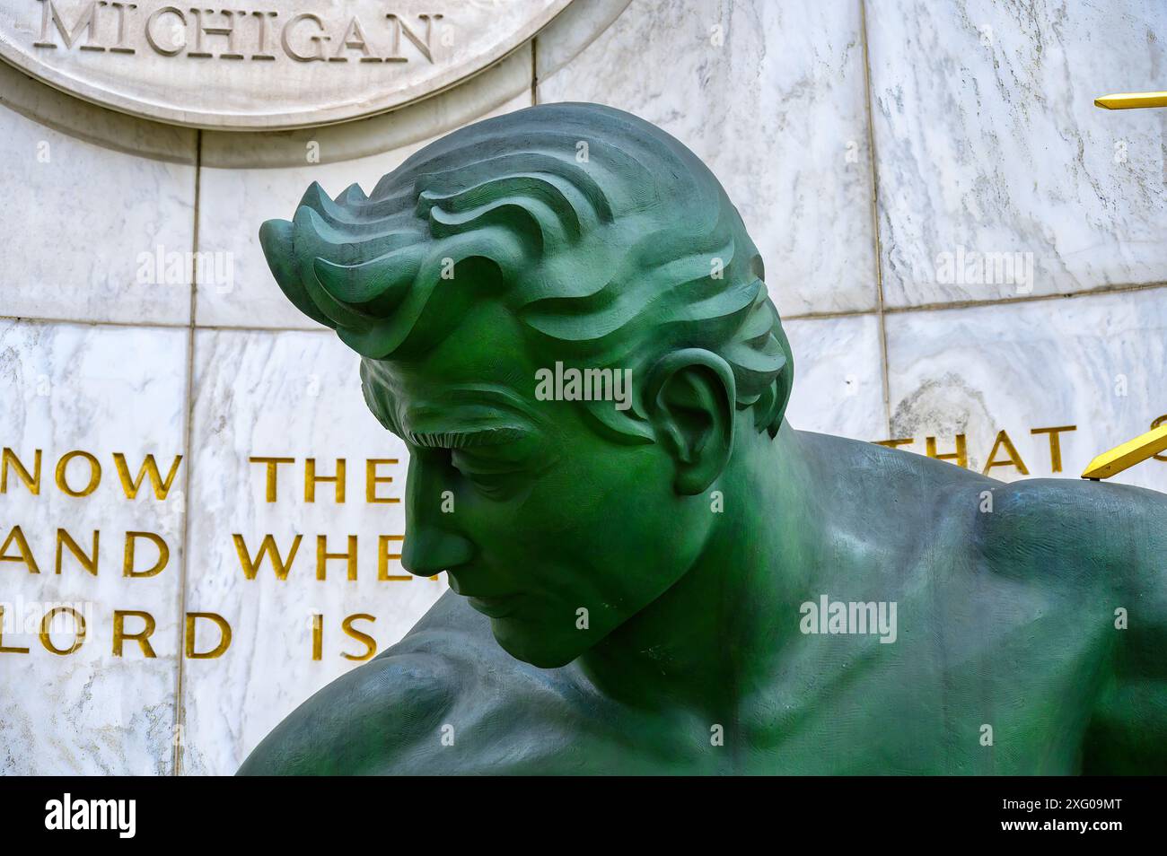 The Spirit of Detroit Monument Sculpture Art Statue, Detroit, Michigan, USA Stockfoto