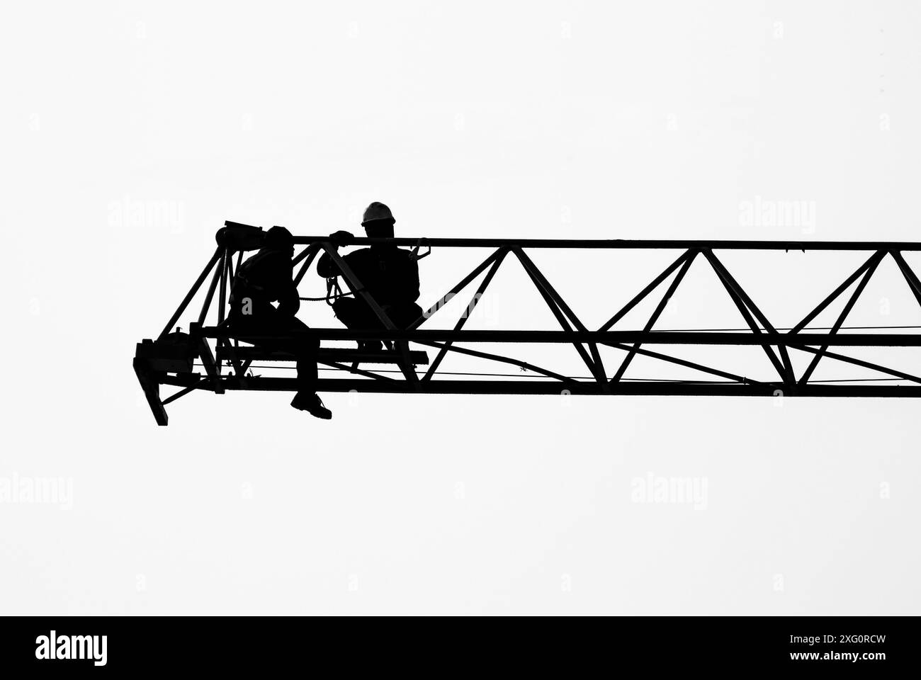 Baustelle im sonnenblauen Himmel. Stockfoto