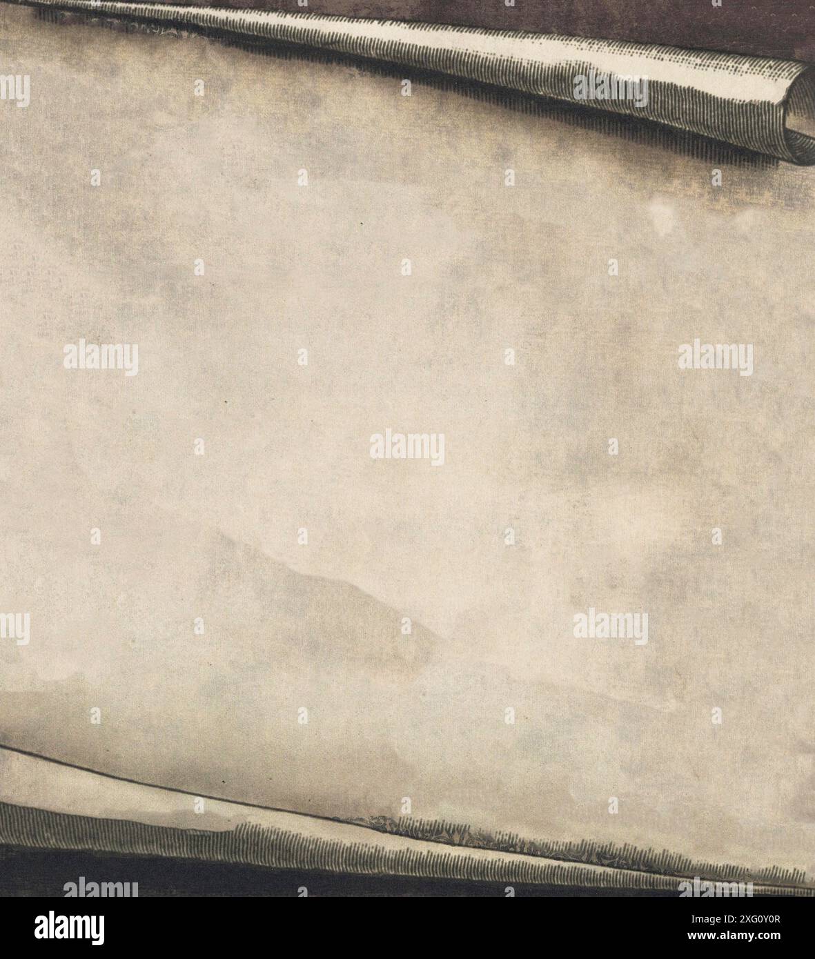 Nahaufnahme eines alten, strukturierten Buches mit abgenutzten Seiten, die eine Vintage-Sepia-Atmosphäre schaffen Stockfoto