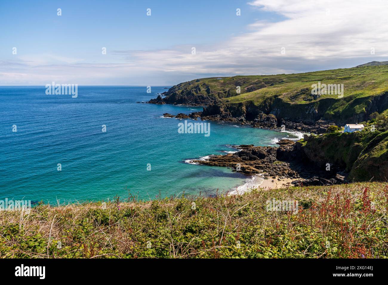 Küste und Klippen der Keltischen See in der Nähe von Treen, Cornwall, England, Großbritannien Stockfoto