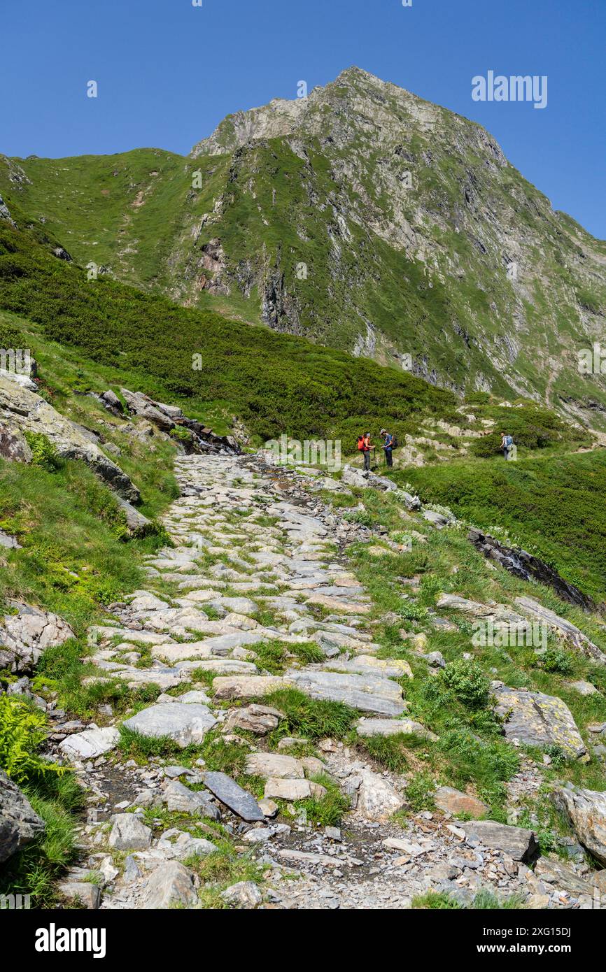 Route zum Hafen von Venasque, Luchon, Pyrenäengebirge, Frankreich Stockfoto