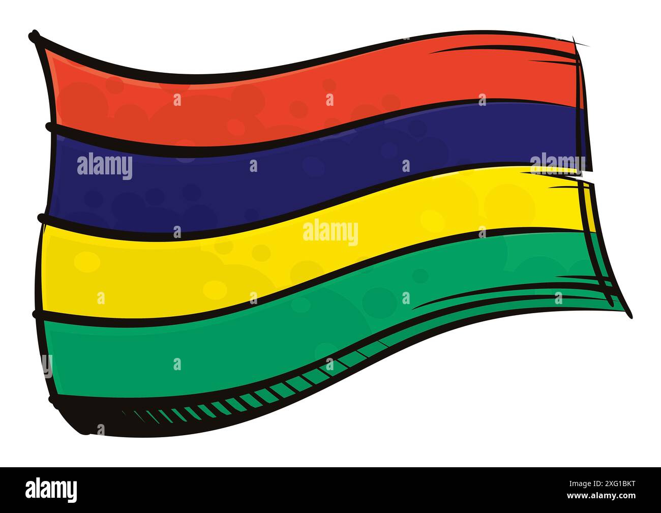 Nationalflagge der Republik Mauritius in Graffiti-Lackierung Stockfoto