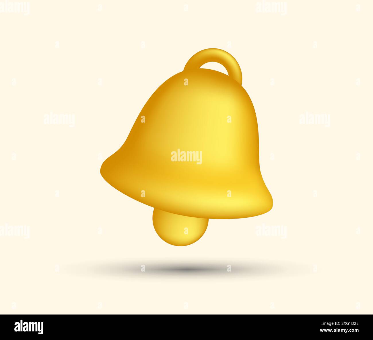 Dreidimensionales Glockensymbol für Benachrichtigungen, geeignet für Design-Elemente für Benutzeroberfläche, Web- oder Anwendungssoftware Stockfoto