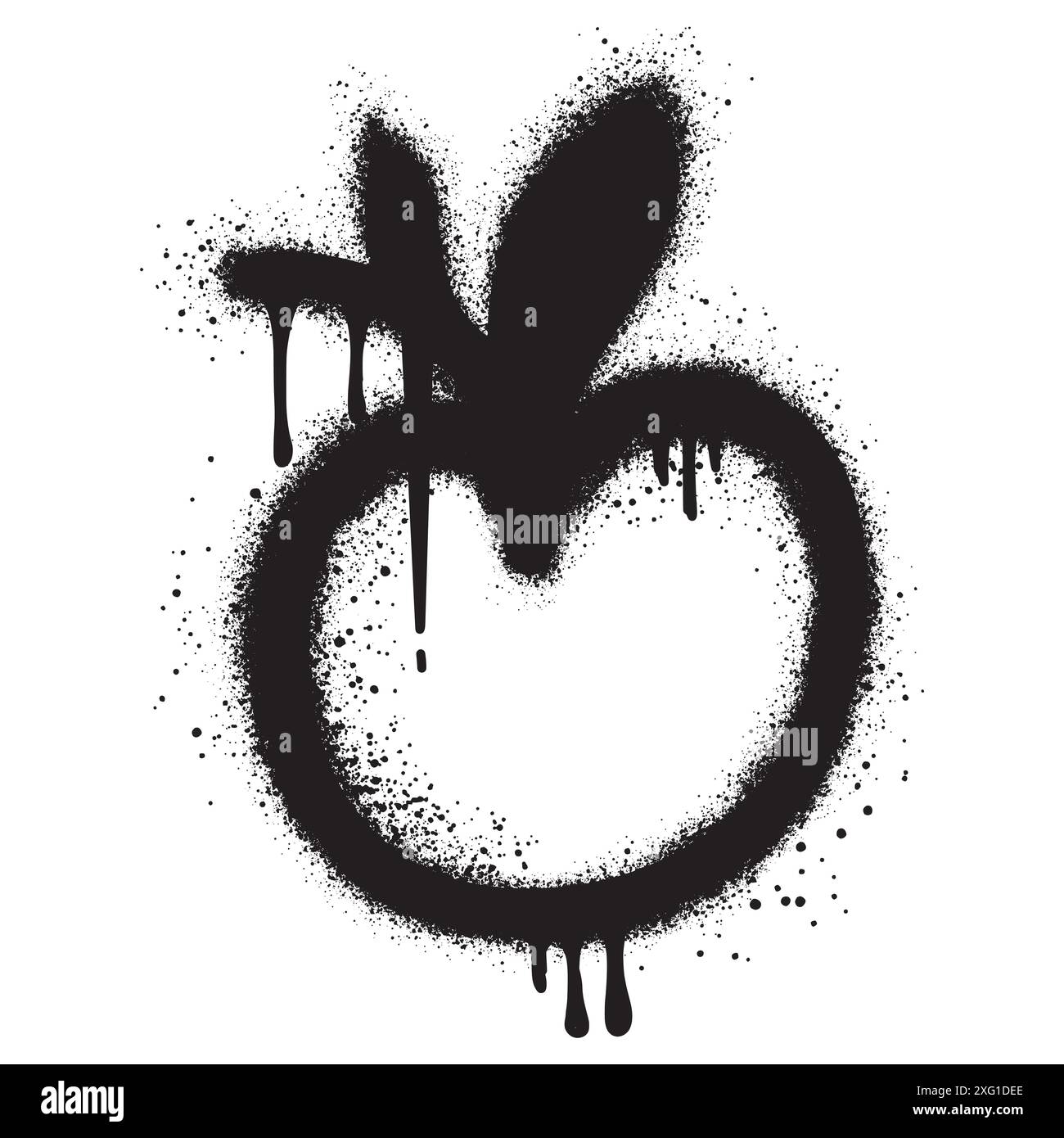 Lackierter Graffiti-Apfel, isoliert auf weißem Hintergrund gesprüht. Stock Vektor