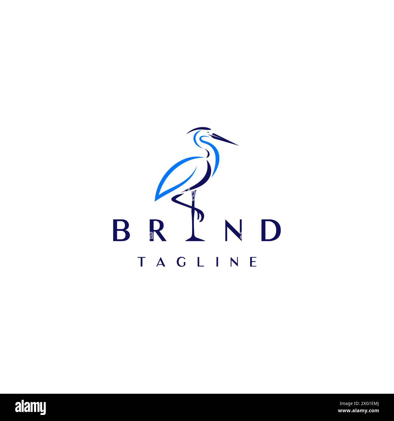 Minimalistisches Stork Silhouette Lines Logo-Design. Schönheit Symbol In Der Natur Mit Storch Silhouette Auf Einem Bein Logo Design. Stock Vektor
