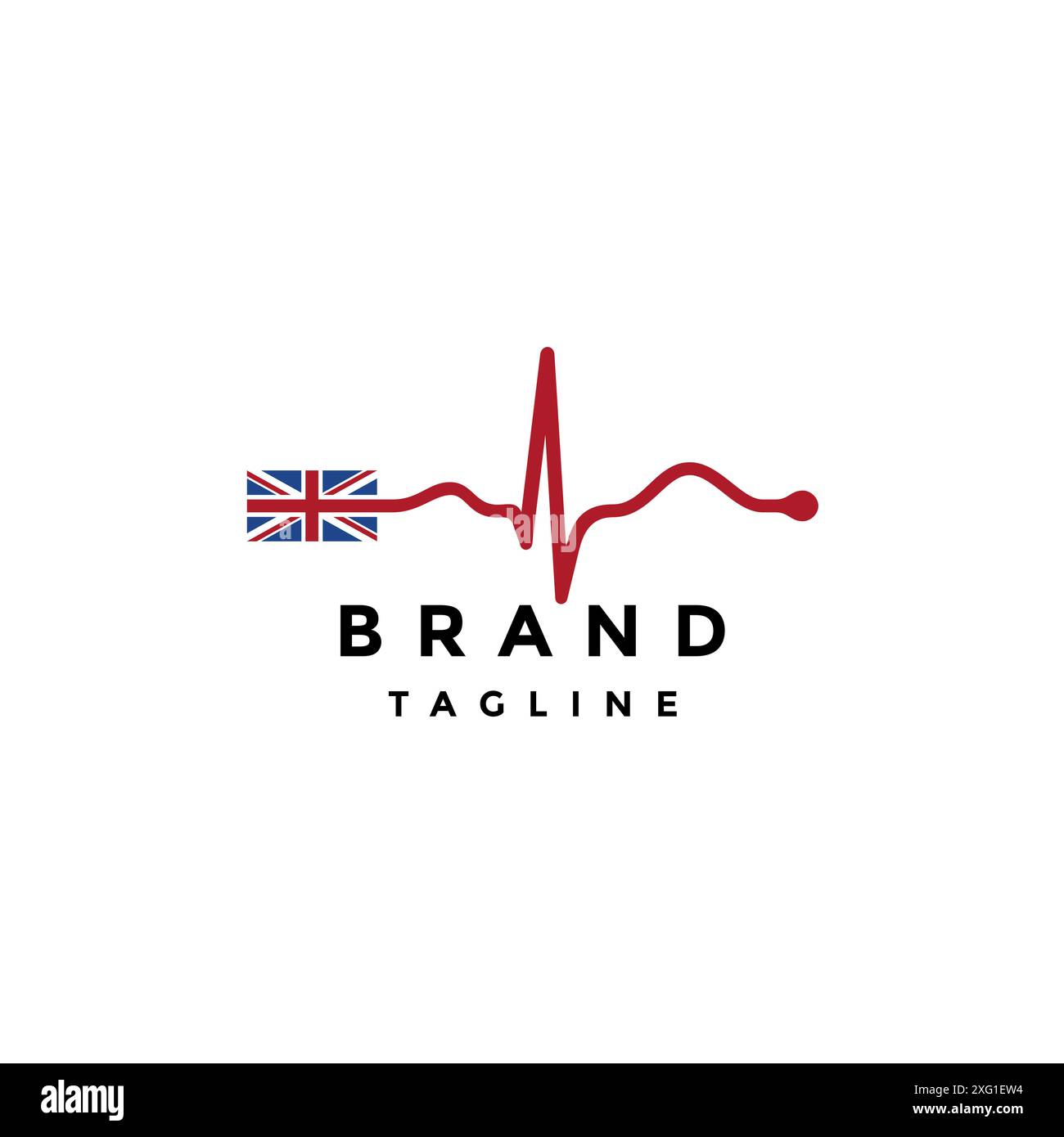 Herzschlag Aus Dem Logo Der Britischen Flagge. United Kingdom Flag Connect Mit Heartbeat Line Symbol Design. Stock Vektor