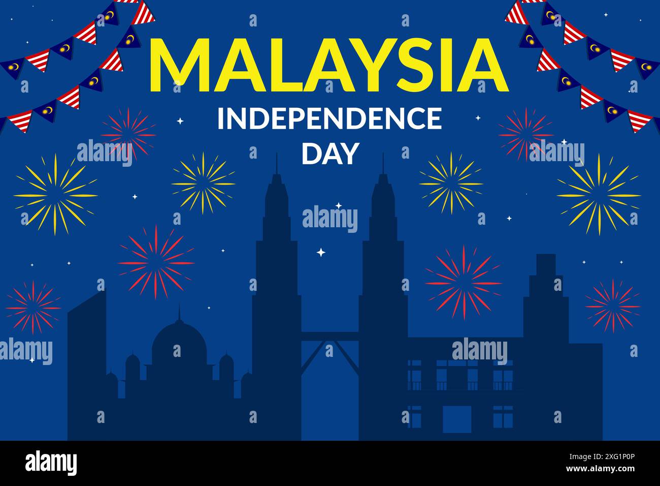 Silhouette malaysia Unabhängigkeitstag Hintergrund Illustration Stock Vektor