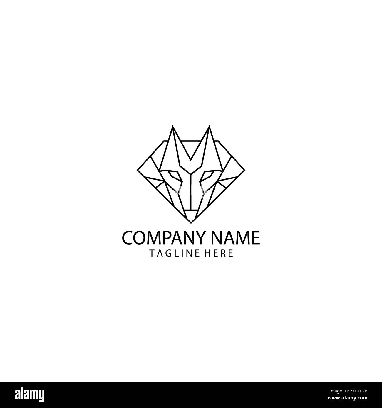 fox Diamond Line Logo Design Vektor Stock Vektor