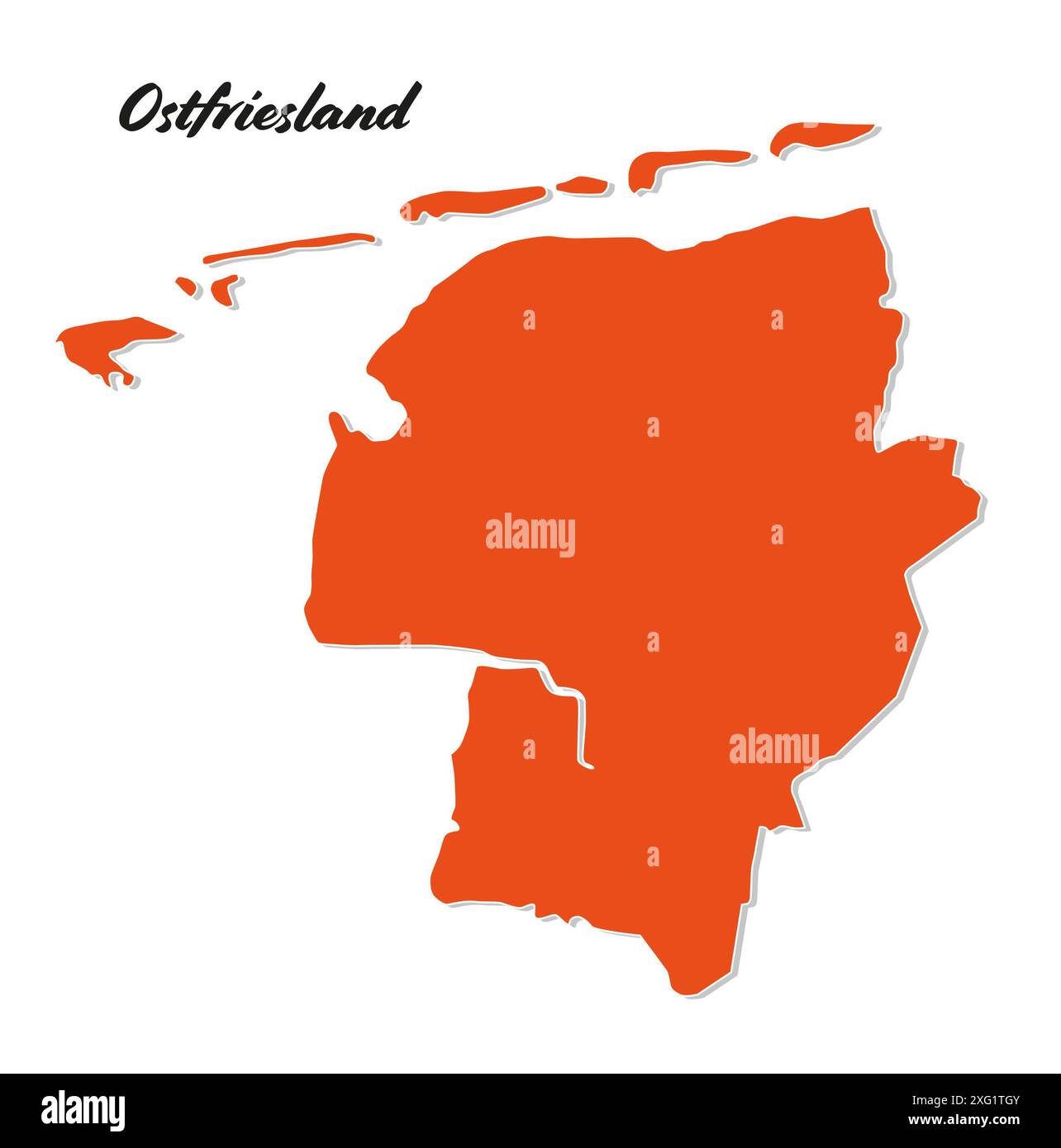 Einfache Übersichtskarte der norddeutschen Region Ostfriesland Stockfoto