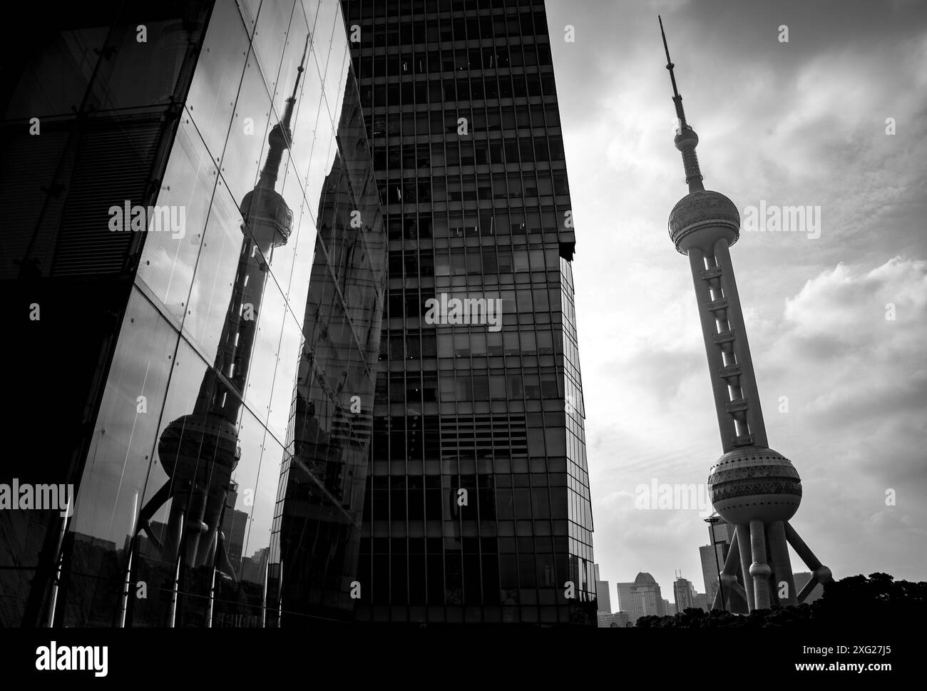 Blick auf die Stadt mit Gebäuden in Shanghai, China Stockfoto