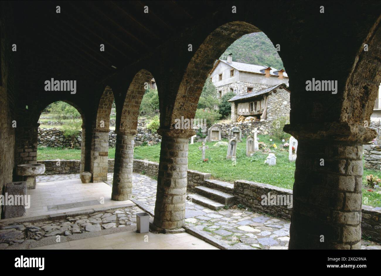 Kirche Santa Eulàlia. Erill-la Vall. Vall de Boí, Pyrenäen. Provinz Lleida. Spanien Stockfoto