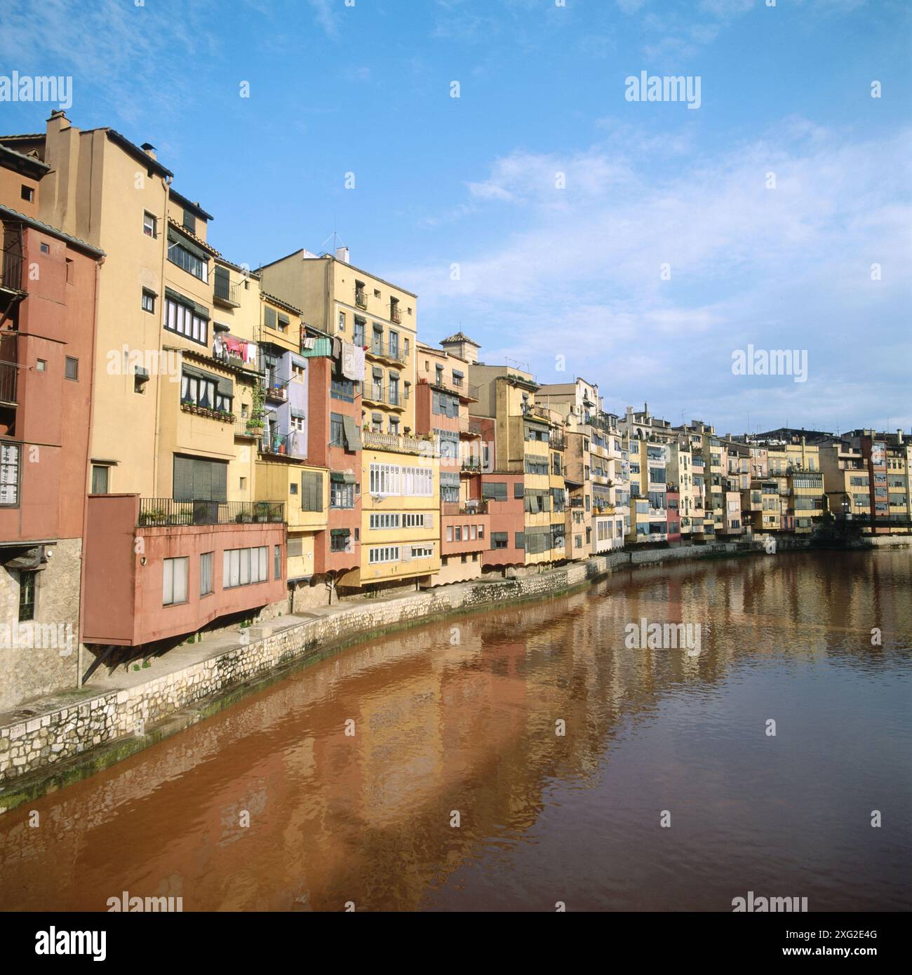 Fluss Onyar. Girona, Spanien Stockfoto