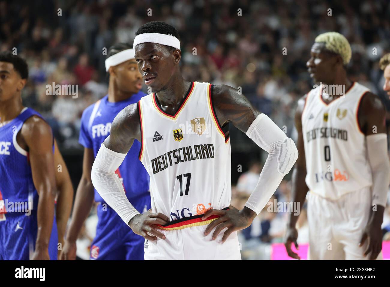 Dennis Schroeder (Deutschland #17), Deutschland - Frankreich, Basketball-Laenderspiel, 6.07.2024, Foto: Eibner-Pressefoto/Jörg Niebergall Stockfoto