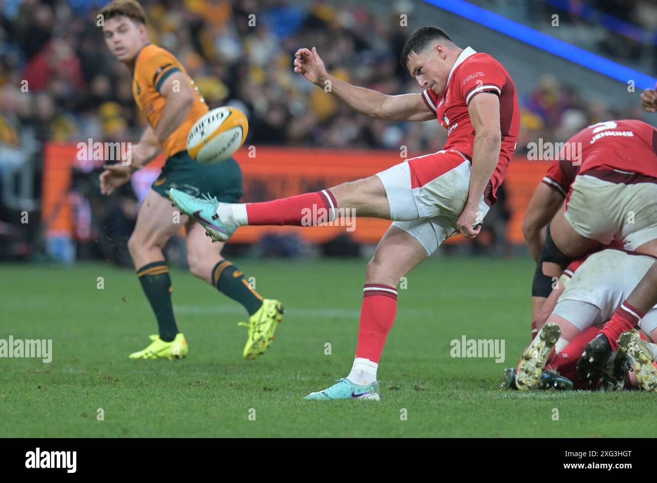 Sydney, Australien. Juli 2024. Ellis Bevan von Wales Männer Rugby Team wird während des Men's Rugby Internationals Match zwischen Australien und Wales im Allianz Stadium in Aktion gesehen. Endpunktzahl; Australien 25:16 Wales. Quelle: SOPA Images Limited/Alamy Live News Stockfoto