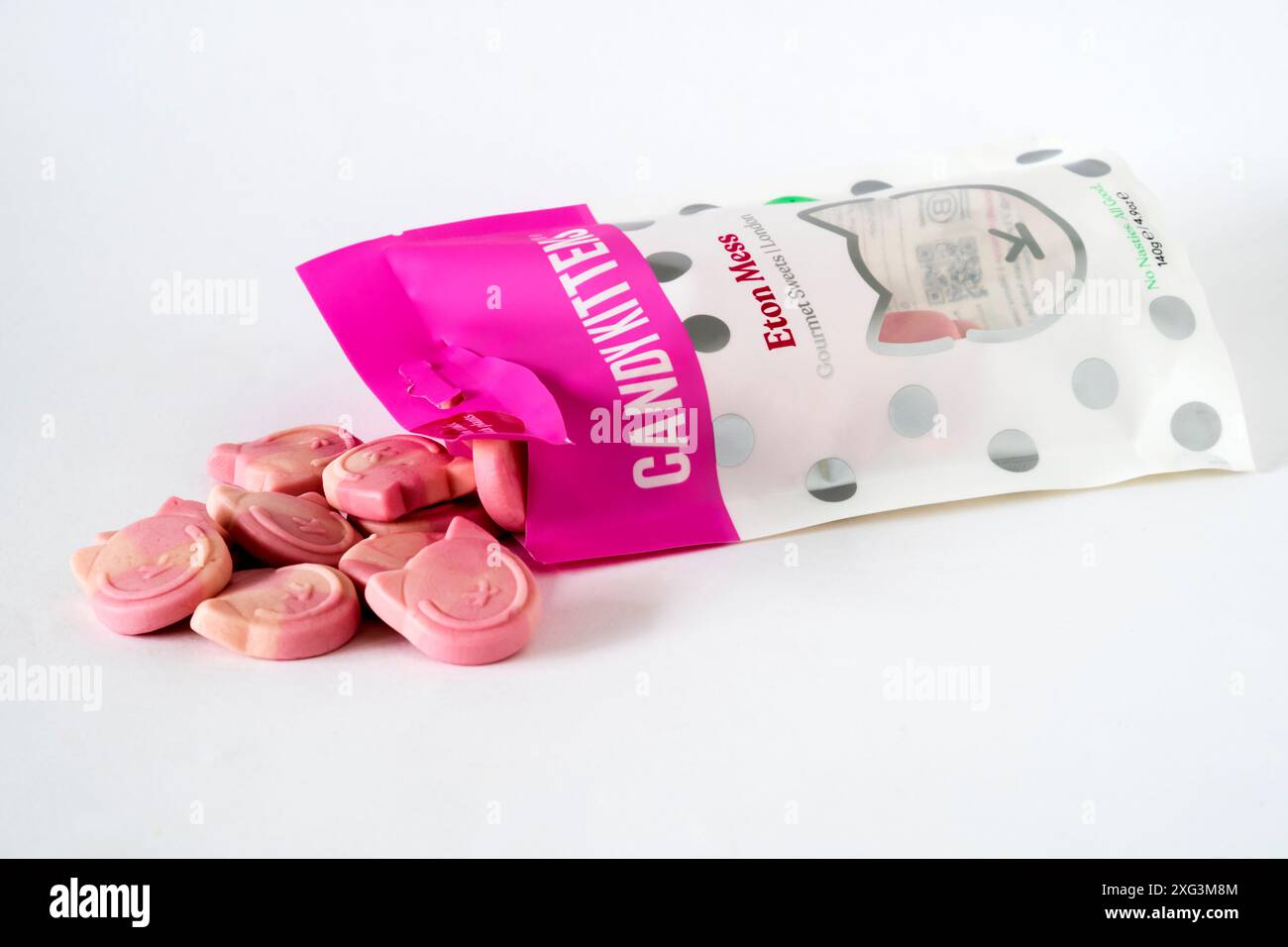 Eine Packung Eton Mess aromated Candy Kätzchen - vegane Süßigkeiten. Stockfoto