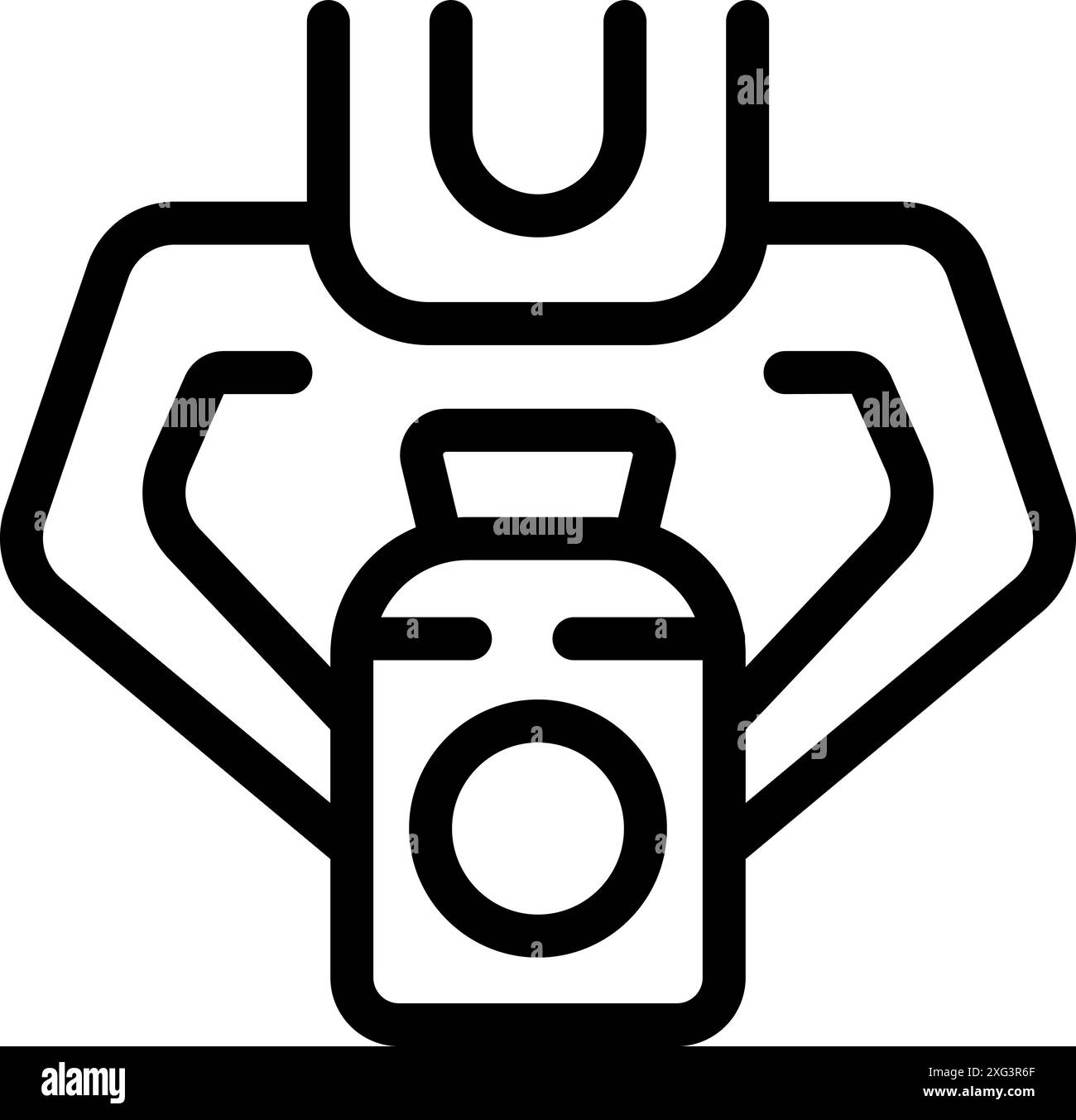 Roboterarme behandeln eine Chemikalienflasche sorgfältig und stellen die Automatisierung in Industrie- oder Laborumgebungen dar Stock Vektor