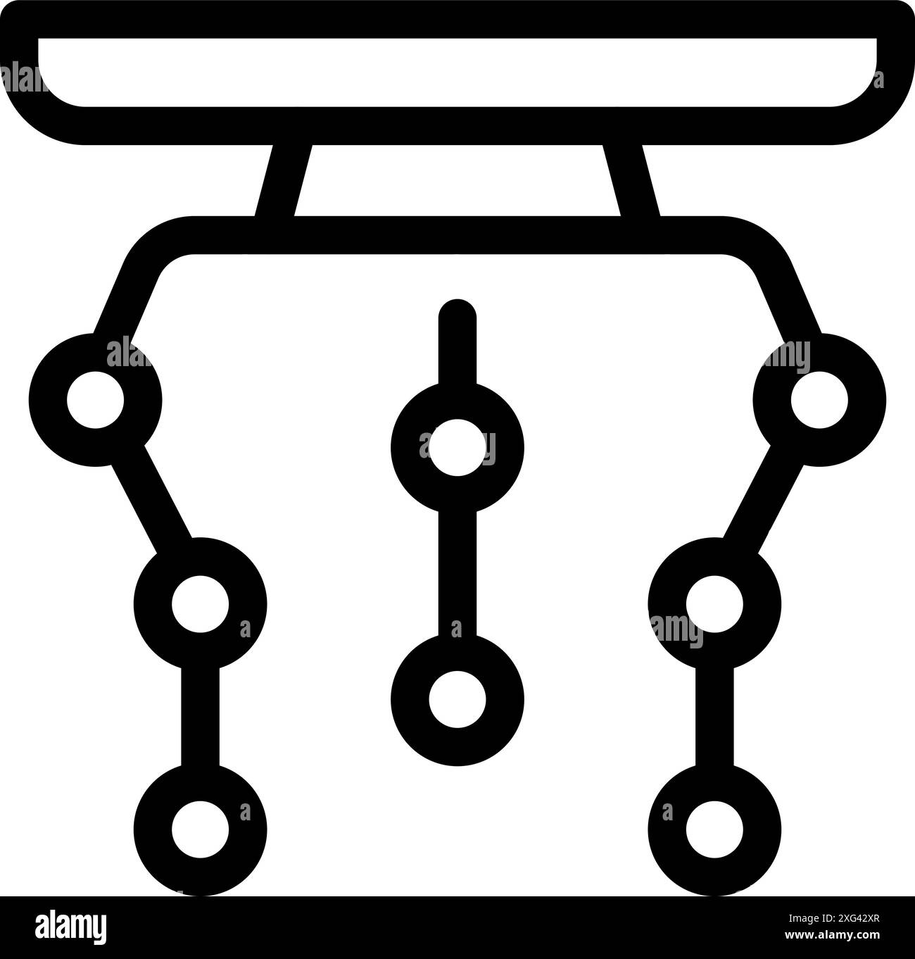 Einfaches Symbol eines Algorithmus-Flussdiagramms, das Daten anzeigt, die verarbeitet und analysiert werden Stock Vektor