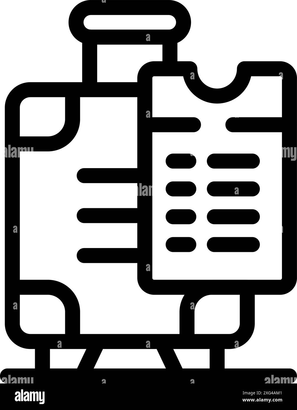 Gepäck mit beigefügter Bordkarte, das das Konzept von Flugreisen und Tourismus darstellt Stock Vektor