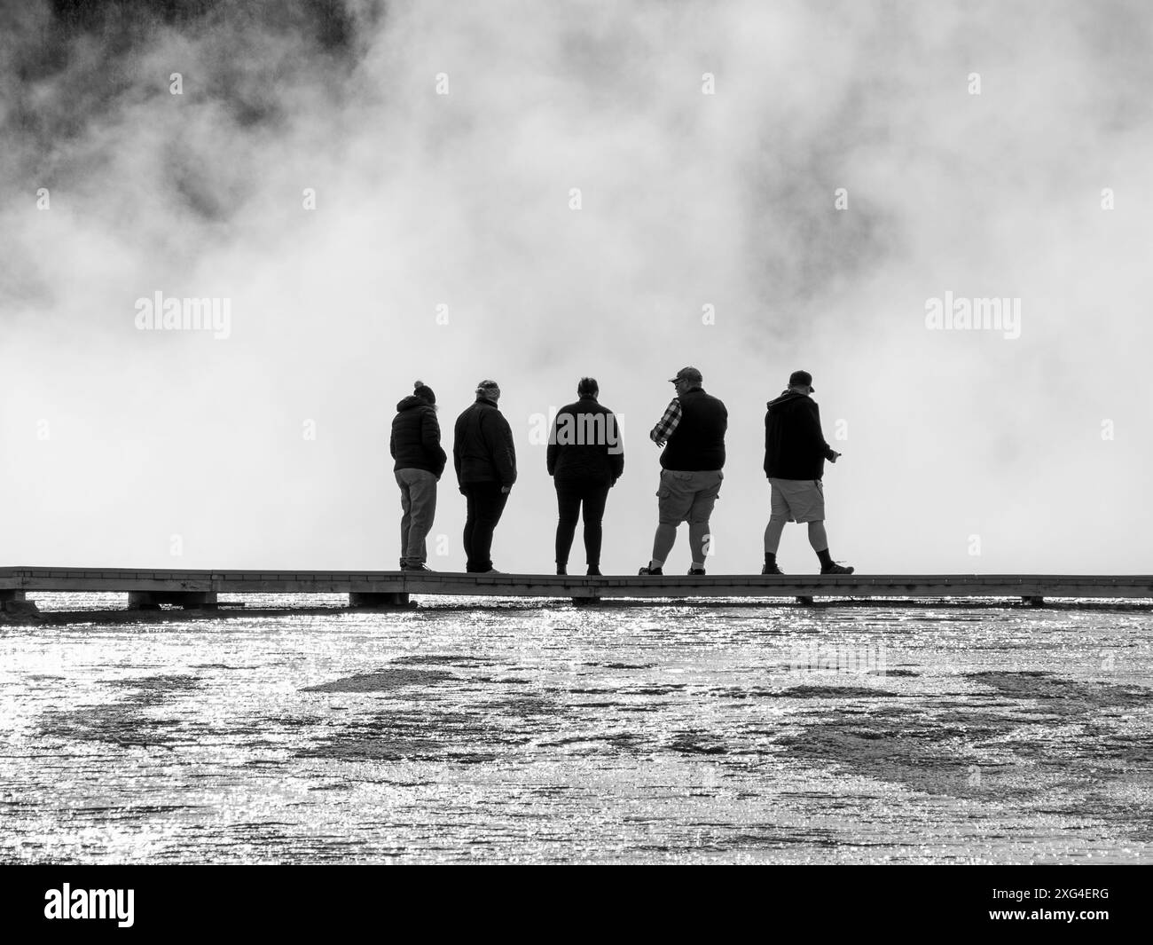 Der Yellowstone-Nationalpark liegt auf einem riesigen Supervulkan und beherbergt außergewöhnliche Thermalanlagen Stockfoto