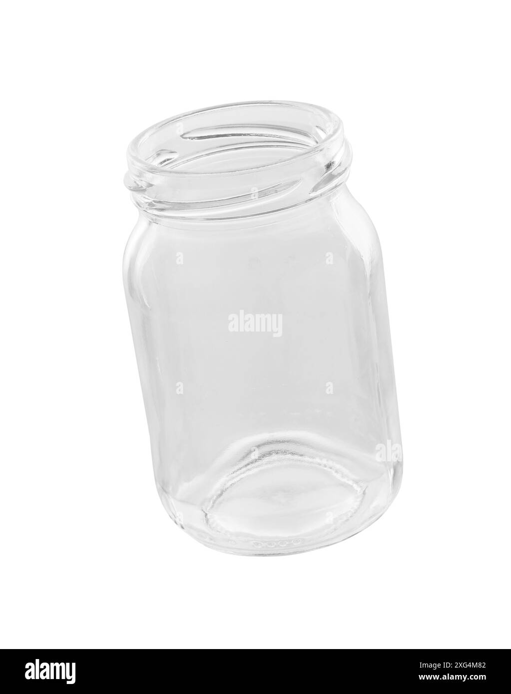 Ein leerer Glasbehälter isoliert auf weiß Stockfoto