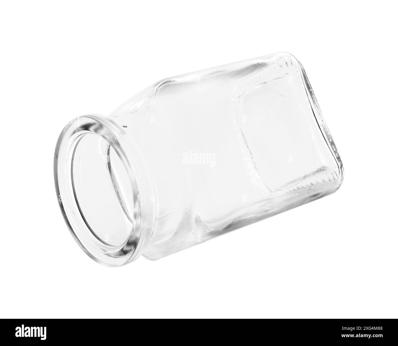 Ein leerer Glasbehälter isoliert auf weiß Stockfoto