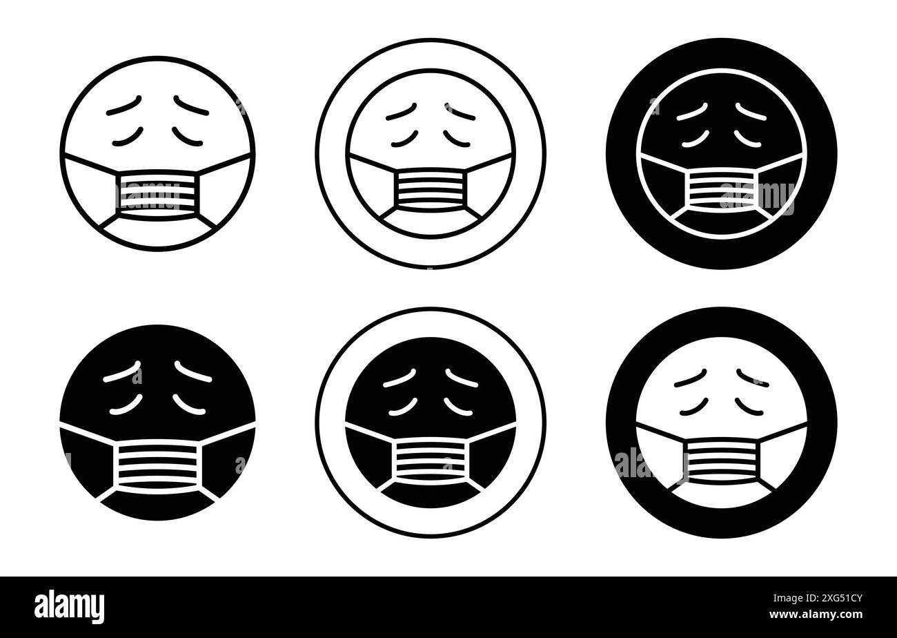 Emoticon mit medizinischer Maske Symbol Vektor Logo Set Sammlung für Web App ui Stock Vektor