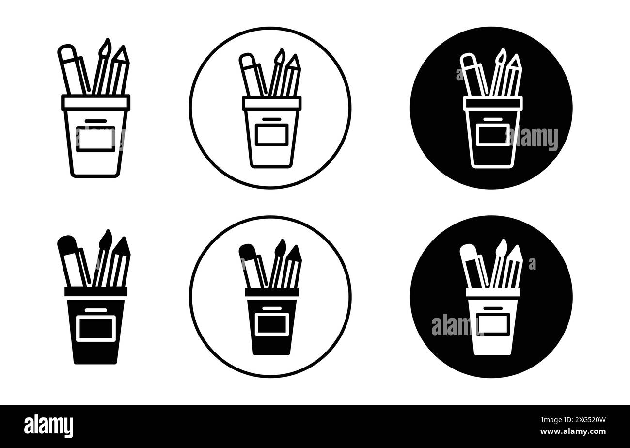Stifthalter Symbol Vektor Logo Set Sammlung für Web App ui Stock Vektor